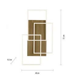 LED-Deckenleuchte, stahlfarben, Holzdekor, 72x40cm, CCT