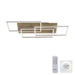 LED-Deckenleuchte, stahlfarben, Holzdekor, 72x40cm, CCT