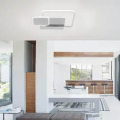 LED Deckenleuchte, stahlfarben, modern, Lichtfarbensteuerung, dimmbar
