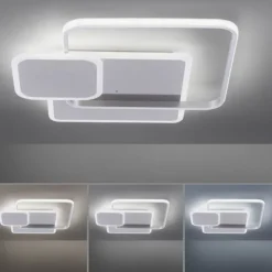 LED Deckenleuchte, stahlfarben, modern, Lichtfarbensteuerung, dimmbar