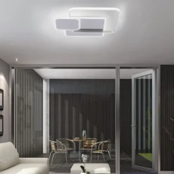 LED Deckenleuchte, stahlfarben, modern, Lichtfarbensteuerung, dimmbar