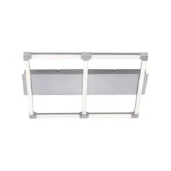 LED Deckenleuchte, stahlfarben, quadratisch, modern, 58x54cm, warmweiß