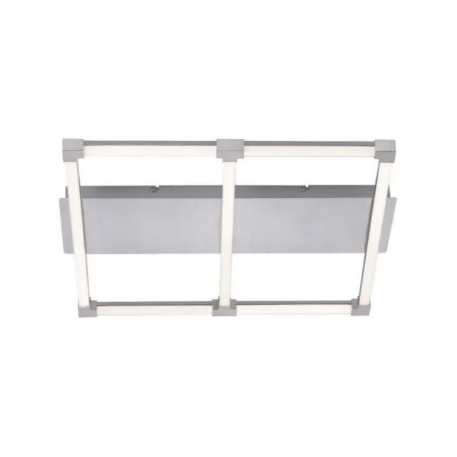 LED Deckenleuchte, stahlfarben, quadratisch, modern, 58x54cm, warmweiß
