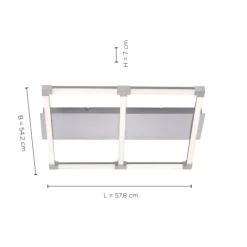 LED Deckenleuchte, stahlfarben, quadratisch, modern, 58x54cm, warmweiß