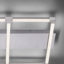 LED Deckenleuchte, stahlfarben, quadratisch, modern, 58x54cm, warmweiß
