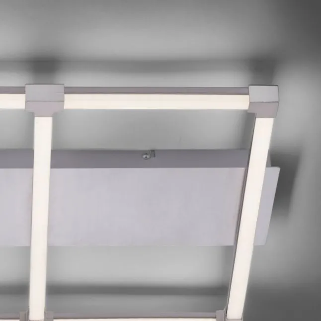 LED Deckenleuchte, stahlfarben, quadratisch, modern, 58x54cm, warmweiß