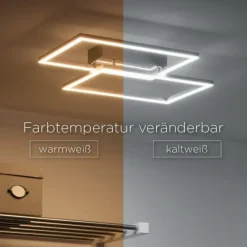 LED-Deckenleuchte, stahlfarben, modern, 2 Leuchtrahmen, CCT-Steuerung