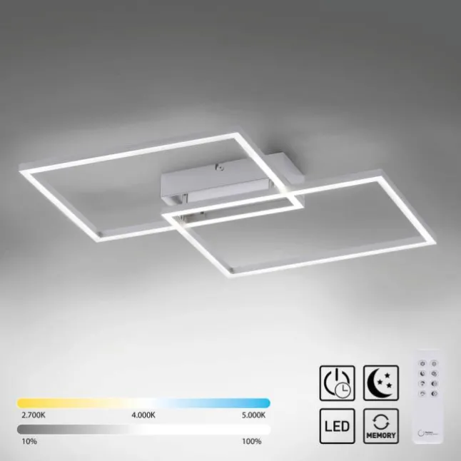 LED-Deckenleuchte, stahlfarben, modern, 2 Leuchtrahmen, CCT-Steuerung