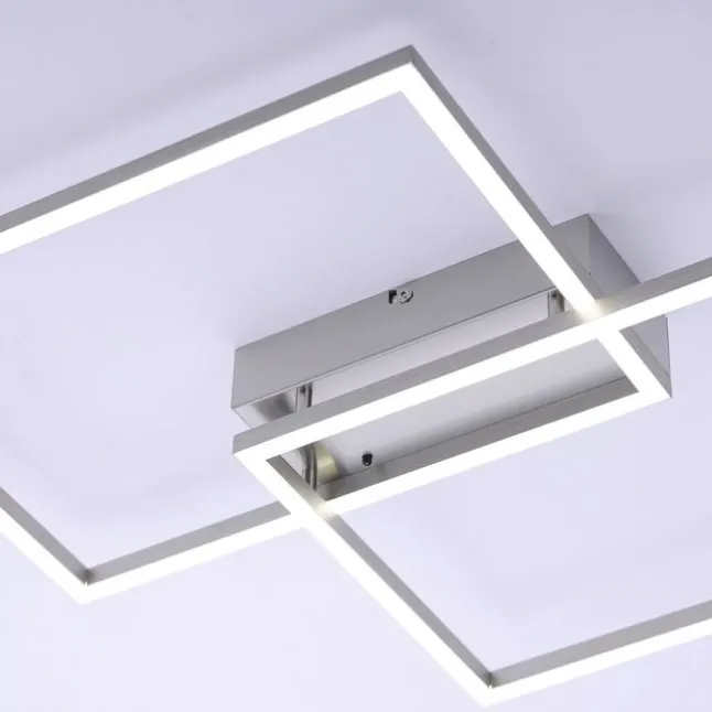 LED-Deckenleuchte, stahlfarben, modern, 2 Leuchtrahmen, CCT-Steuerung