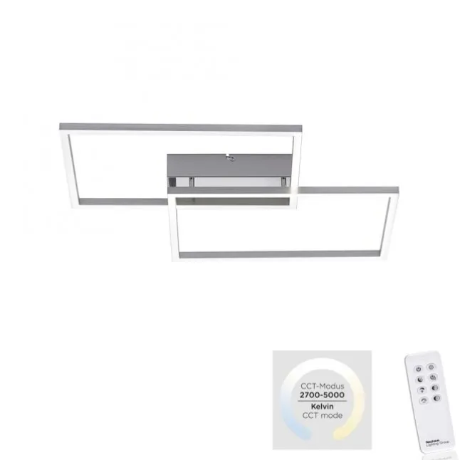 LED-Deckenleuchte, stahlfarben, modern, 2 Leuchtrahmen, CCT-Steuerung