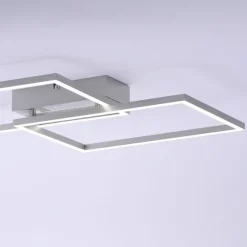LED-Deckenleuchte, stahlfarben, modern, 2 Leuchtrahmen, CCT-Steuerung