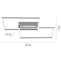 LED-Deckenleuchte, stahlfarben, modern, 2 Leuchtrahmen, CCT-Steuerung