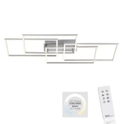 LED Deckenleuchte, stahlfarben, modern, geometrisches Design