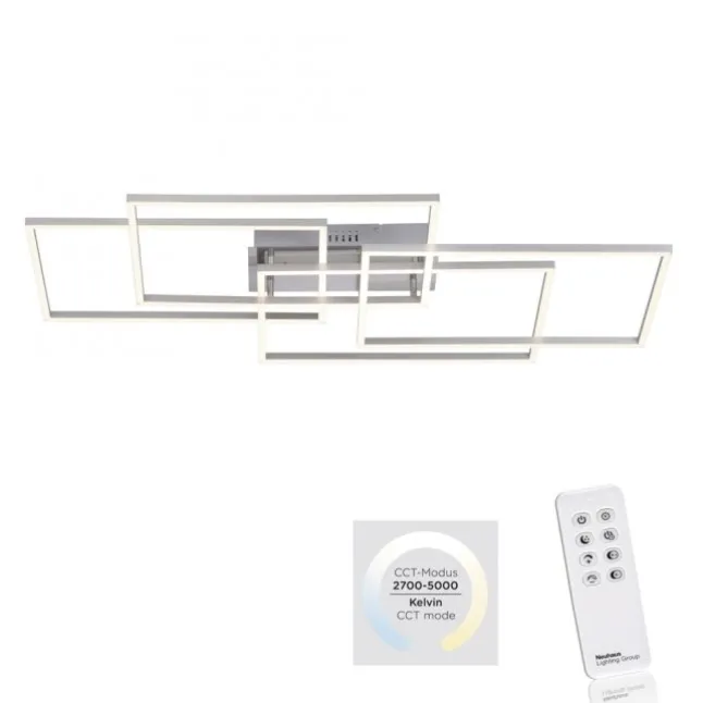 LED Deckenleuchte, stahlfarben, modern, geometrisches Design