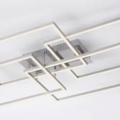 LED Deckenleuchte, stahlfarben, modern, geometrisches Design