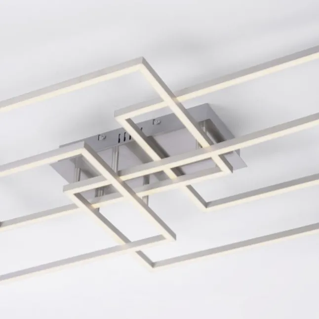 LED Deckenleuchte, stahlfarben, modern, geometrisches Design