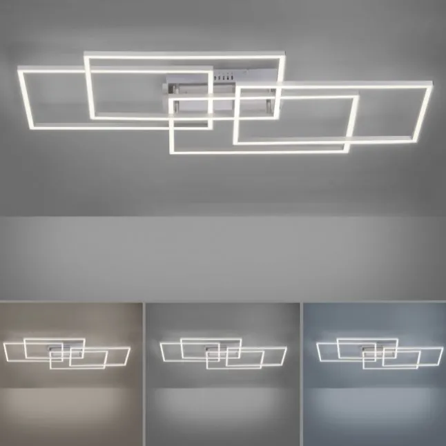 LED Deckenleuchte, stahlfarben, modern, geometrisches Design