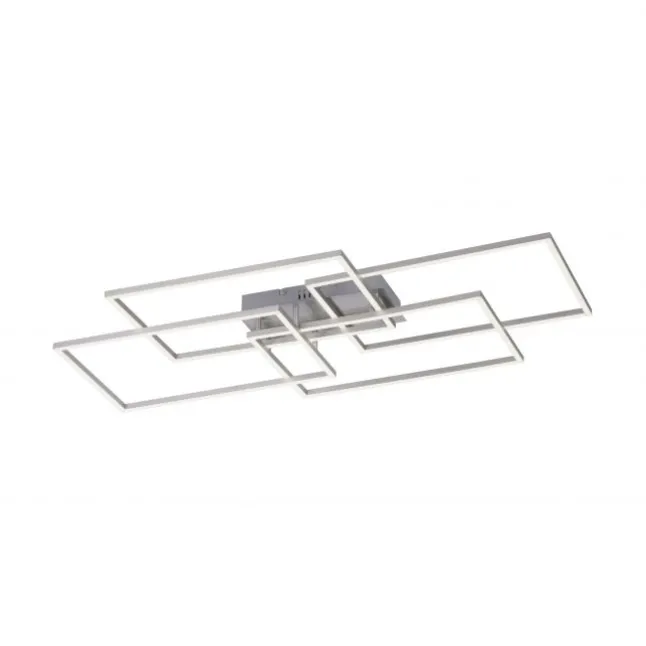 LED Deckenleuchte, stahlfarben, modern, geometrisches Design