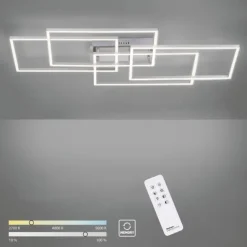 LED Deckenleuchte, stahlfarben, modern, geometrisches Design