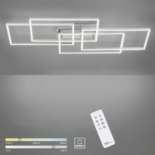 LED Deckenleuchte, stahlfarben, modern, geometrisches Design