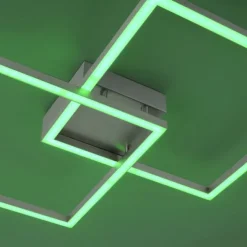 LED Deckenleuchte stahlfarben, quadratisch, Smart Home fähig, dimmbar, Fernbedienung