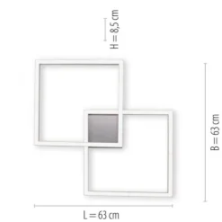 LED Deckenleuchte stahlfarben, quadratisch, Smart Home fähig, dimmbar, Fernbedienung