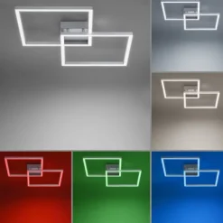 LED Deckenleuchte stahlfarben, quadratisch, Smart Home fähig, dimmbar, Fernbedienung