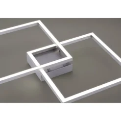 LED Deckenleuchte stahlfarben, quadratisch, Smart Home fähig, dimmbar, Fernbedienung
