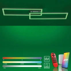 LED Deckenleuchte stahlfarben und quadratisch, im Geometric Look Smart Home fähig