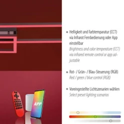 LED Deckenleuchte stahlfarben und quadratisch, im Geometric Look Smart Home fähig