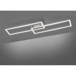 LED Deckenleuchte stahlfarben und quadratisch, im Geometric Look Smart Home fähig