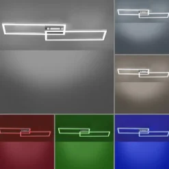 LED Deckenleuchte stahlfarben und quadratisch, im Geometric Look Smart Home fähig
