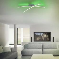 LED-Deckenleuchte, Stahl, Fernbedienung, dimmbar, RGB, CCT