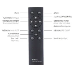 LED-Deckenleuchte, Stahl, Fernbedienung, dimmbar, RGB, CCT