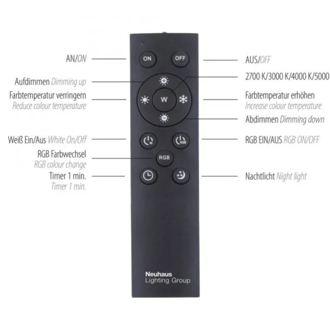LED-Deckenleuchte, Stahl, Fernbedienung, dimmbar, RGB, CCT