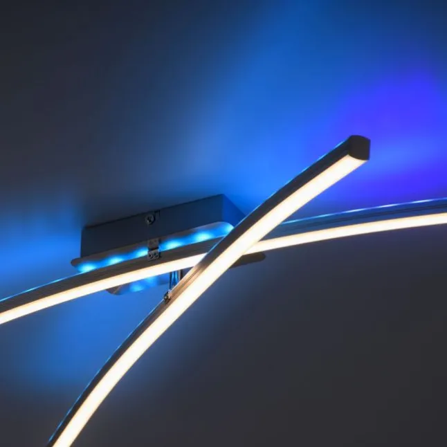 LED-Deckenleuchte, Stahl, Fernbedienung, dimmbar, RGB, CCT