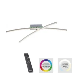 LED-Deckenleuchte, Stahl, Fernbedienung, dimmbar, RGB, CCT