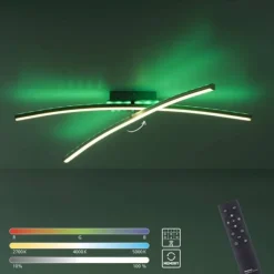 LED-Deckenleuchte, Stahl, Fernbedienung, dimmbar, RGB, CCT
