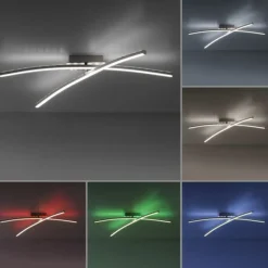 LED-Deckenleuchte, Stahl, Fernbedienung, dimmbar, RGB, CCT