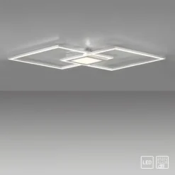 LED Deckenleuchte, stahl, flach, rechteckig, warmweiß