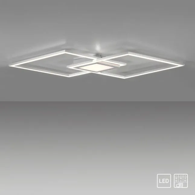 LED Deckenleuchte, stahl, flach, rechteckig, warmweiß