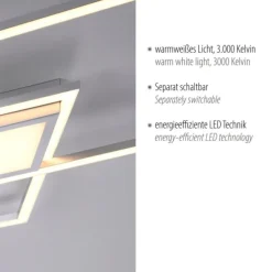 LED Deckenleuchte, stahl, flach, rechteckig, warmweiß