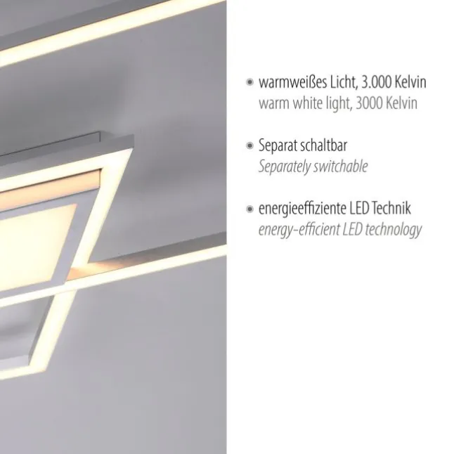 LED Deckenleuchte, stahl, flach, rechteckig, warmweiß
