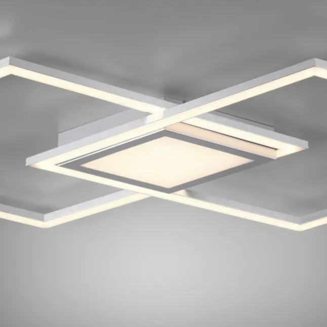 LED Deckenleuchte, stahl, flach, rechteckig, warmweiß