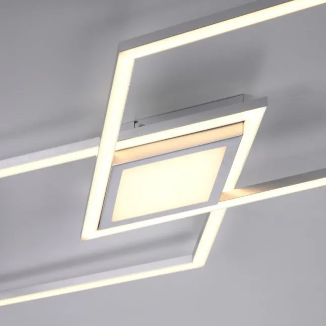 LED Deckenleuchte, stahl, flach, rechteckig, warmweiß