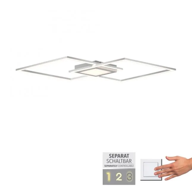 LED Deckenleuchte, stahl, flach, rechteckig, warmweiß