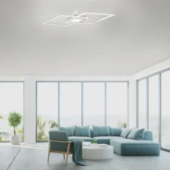 LED Deckenleuchte, stahl, flach, rechteckig, warmweiß