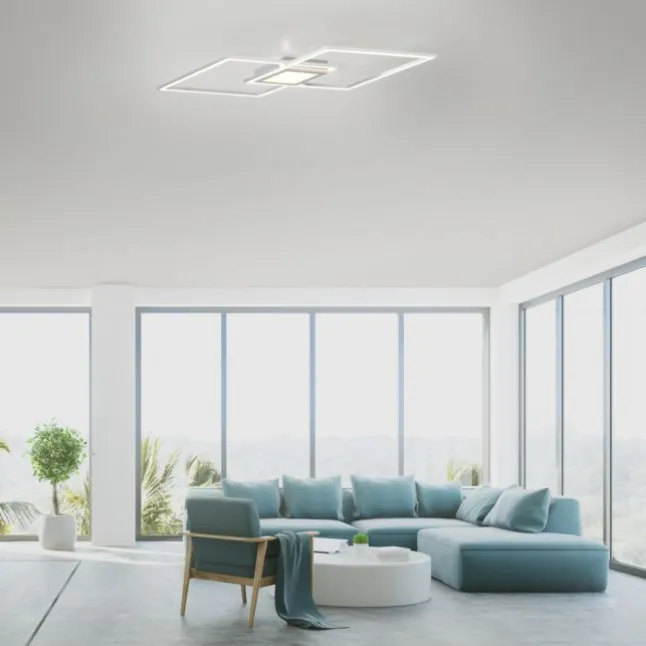 LED Deckenleuchte, stahl, flach, rechteckig, warmweiß