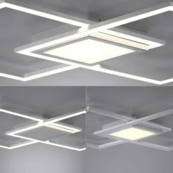 LED Deckenleuchte, stahl, flach, rechteckig, warmweiß