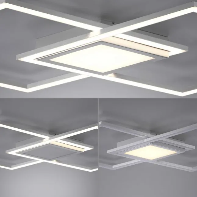 LED Deckenleuchte, stahl, flach, rechteckig, warmweiß